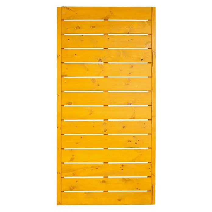 Andrewex Sichtschutzelement Faro - 90 x 180 cm, Pinie - Gelbe Holzwand mit horizontalen Brettern für rustikale Innen- oder Außendesigns.