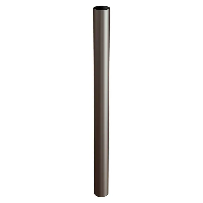 FunkeGruppe Fallrohr - Nennweite: 100 mm, Länge: 250 cm, Kunststoff, Braun - Nahaufnahme eines eleganten, zylindrischen Objekts in Silber. Das stilvolle Design und die glatte Oberfläche verleihen ihm ein modernes Aussehen.