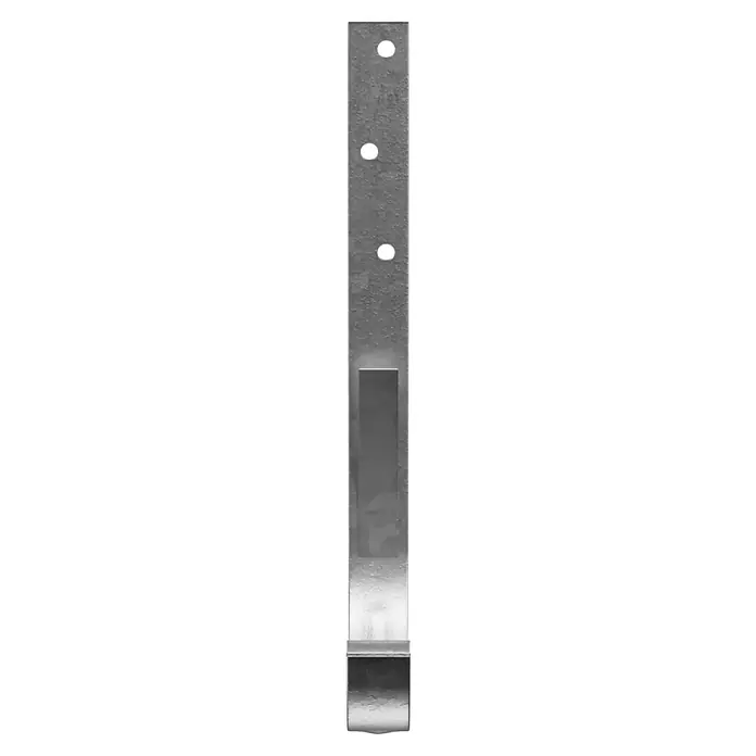 Marley Rinneneisen - Nennweite: 100 mm, Stahl, Natur - Metallstreifen mit drei Löchern und einer rechteckigen Aussparung, ideal für verschiedene Befestigungsanwendungen. Robust und vielseitig.