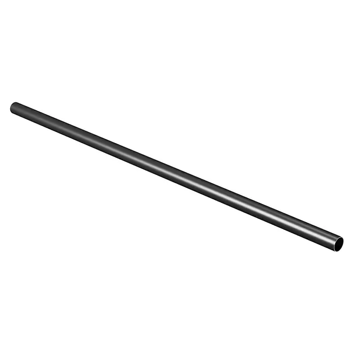 Marley Fallrohr - Nennweite: 75 mm, Länge: 250 cm, Anthrazit-Metallic - Abbildung eines geraden, glänzenden Metallrohrs auf schwarzem Hintergrund. Ideal für technische Illustrationen und industrielle Designs.