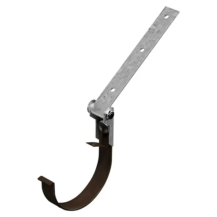 Marley Rinneneisen mit Drehgelenk - Nennweite: 100 mm, Stahl, Braun - Eine Dachrinnenhalterung mit verstellbarem Winkel und robuster Metallkonstruktion für zuverlässige Stabilität.