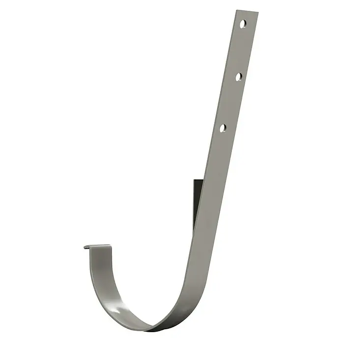 Marley Rinneneisen - Nennweite: 100 mm, Stahl, Grau - Metallene Dachrinnenhalterung mit J-Form und Befestigungslöchern für eine sichere Installation. Ideal für Dachrinnen.