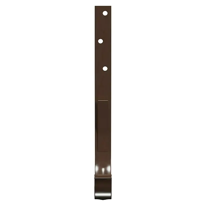 Marley Rinneneisen - Nennweite: 125 mm, Stahl, Braun - Aufnahme einer modernen, dunklen, schmalen Säule mit kreisförmigen Öffnungen und quadratischem Einsatz, minimalistisches Design.