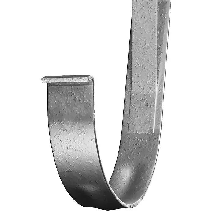 Marley Rinneneisen - Nennweite: 100 mm, Stahl, Natur - Strukturierter, silberner Metallbuchstabe J, 3D-gerendert.