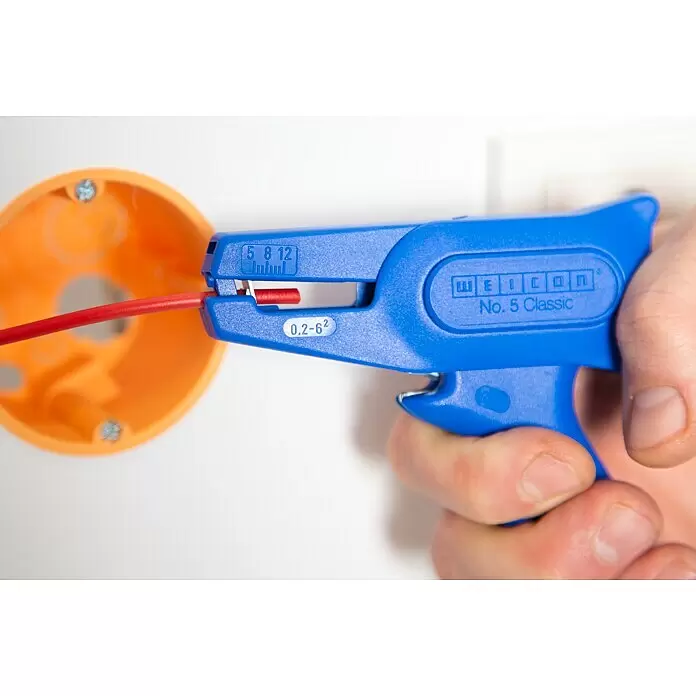 Weicon Abisolierzange No. 5 Classic - Länge: 165 mm, Kunststoff, Geeignet für: 0,2 - 6 mm² Kabelquerschnitt - Anwendungsbeispiel