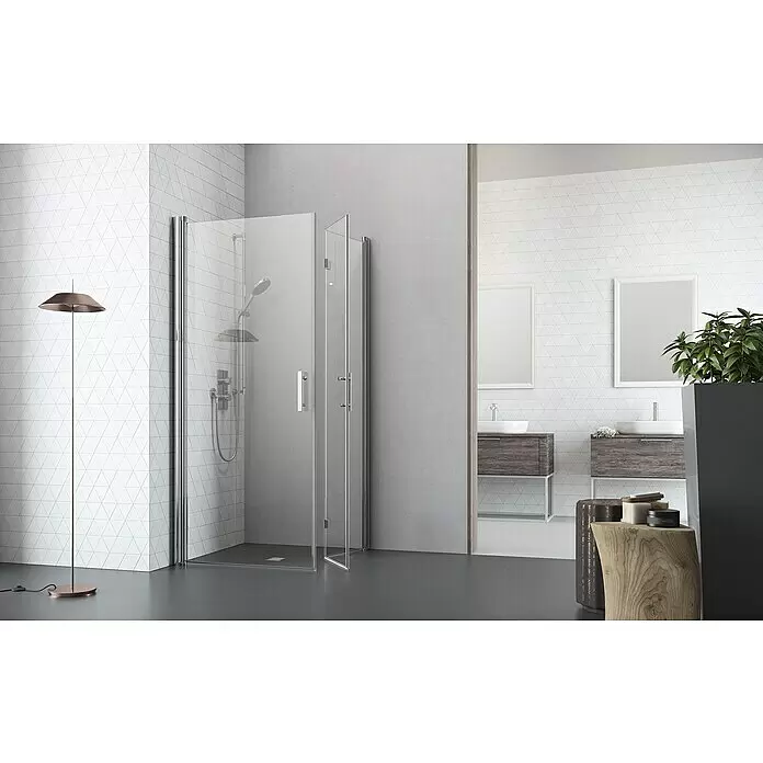 Camargue Vario Eckdusche S1+S53 - L x B x H: 75 x 90 x 195 cm, Beschichtet, Silber, Glasstärke: 6 mm - Stimmungsaufnahme