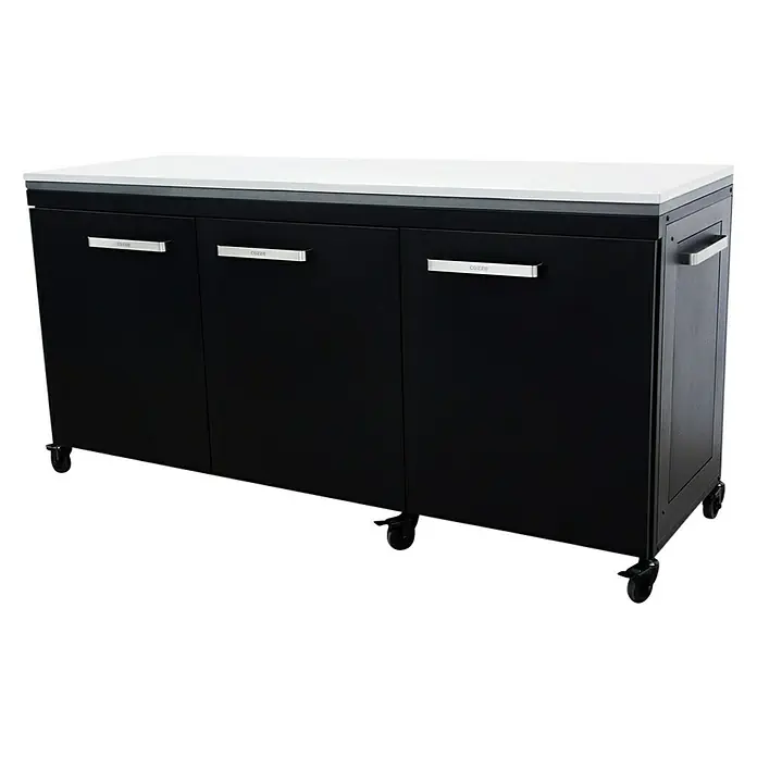 Cozze Outdoorküchen-Modul - Schwarz, B x T x H: 180 x 60 x 90 cm - Der schwarze Cozze Grilltisch bietet viel Stauraum und eine robuste Arbeitsfläche, ideal für Grillabende im Freien. Mit praktischen Rollen für Mobilität.