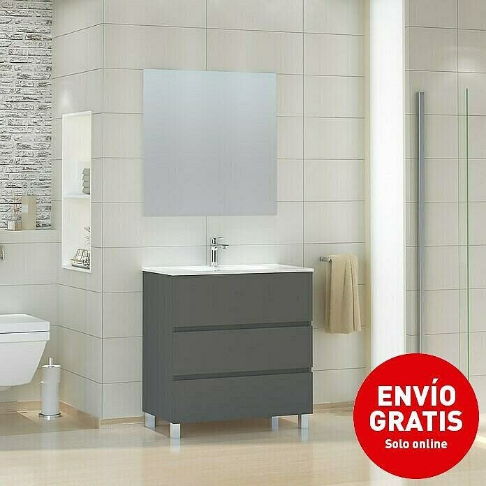 Mueble de lavabo Patri (46 x 80 x 85 cm, Gris)