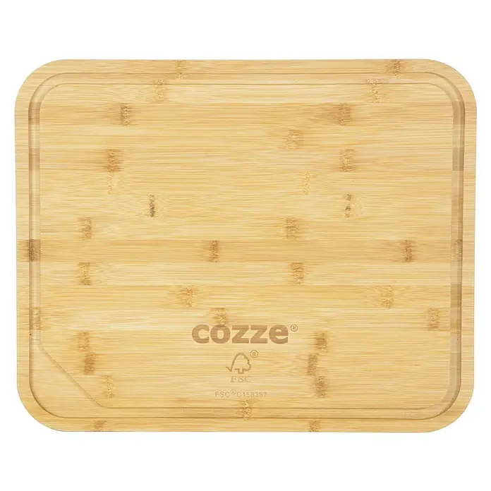 Cozze Schneidebrett - L x B x H: 43 x 35 x 2 cm, Holz - Cozze Schneidebrett aus Bambus mit Saftrille für eine saubere Arbeitsfläche. Ideal zum Schneiden von Gemüse, Obst und Fleisch.