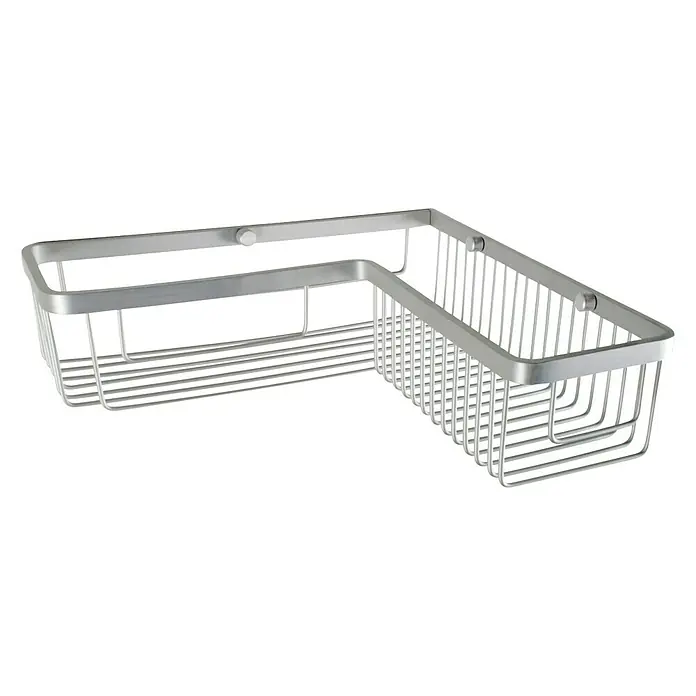 Tatay Cesta de baño angular Ice - 30 x 30 x 8,5 cm, Plateado - Cesta de ducha esquinera de metal plateado para guardar productos de ducha. Ideal para la esquina de la ducha y muy práctica.