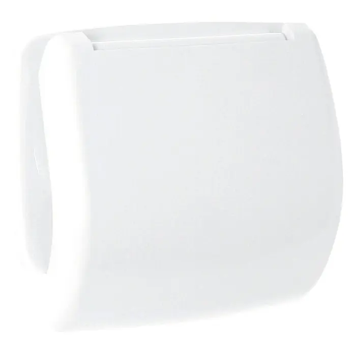 Tatay Portarrollos papel higiénico - Con tapa, Blanco, Polipropileno - Dispensador de papel higiénico rectangular blanco para pared con bordes redondeados para un baño elegante.