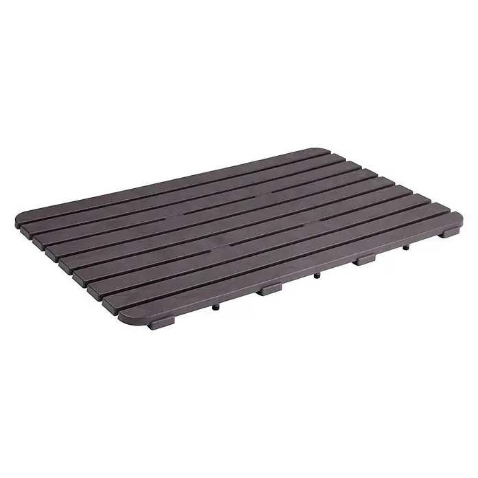 Tatay Tarima de baño - L x An: 50 x 80 cm, Marrón, Polipropileno - Alfombra de baño marrón con estructura de listones para baño, ducha o spa. Superficie antideslizante para mayor seguridad y confort.