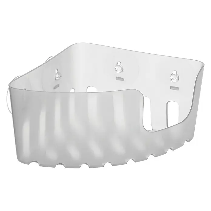 Tatay Cesta de baño angular Standard - L x An x Al: 20 x 20 x 11 cm, Transparente - Cesta de ducha esquinera de plástico transparente con ventosas para un fácil montaje y opciones de almacenamiento convenientes.