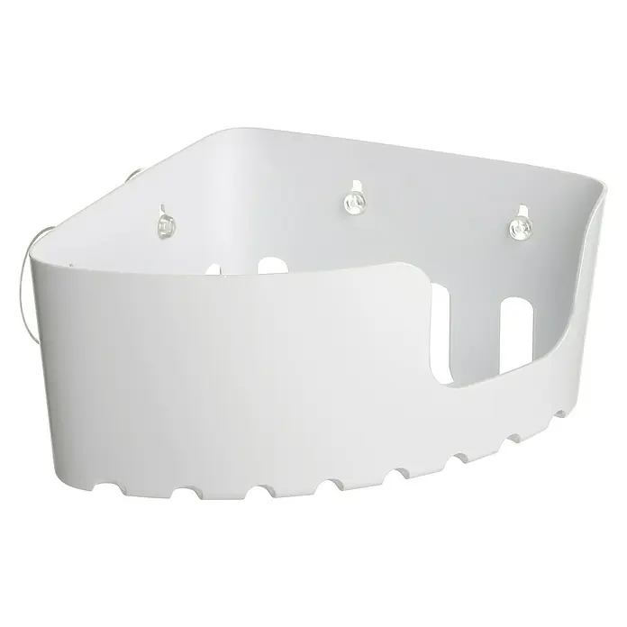 Tatay Cesta de baño angular Standard - L x An x Al: 20 x 20 x 11 cm, Blanco - Estante de esquina blanco para guardar los elementos esenciales de la ducha. El estante tiene orificios de drenaje y un soporte para colgar.