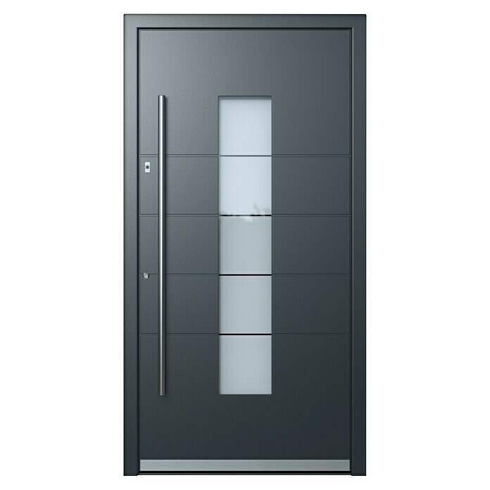 Portofino Aluminiumhaustür 906PF mit Fingerprint (110 x 210 cm, DIN Anschlag: Links, Anthrazitgrau)