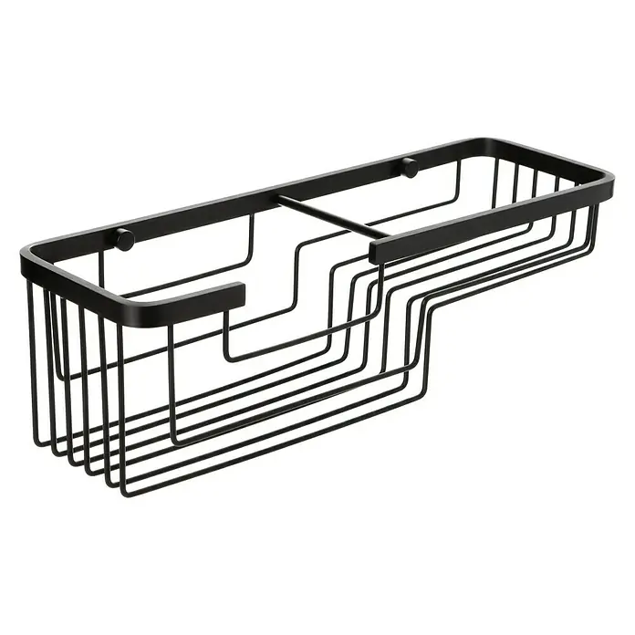 Tatay Aluminium Cesta de baño rectangular - 12 x 37 x 11,5 cm, Negro - Cesta de ducha rectangular negra para montaje en pared, ideal para baños. Diseño robusto para guardar accesorios de ducha.