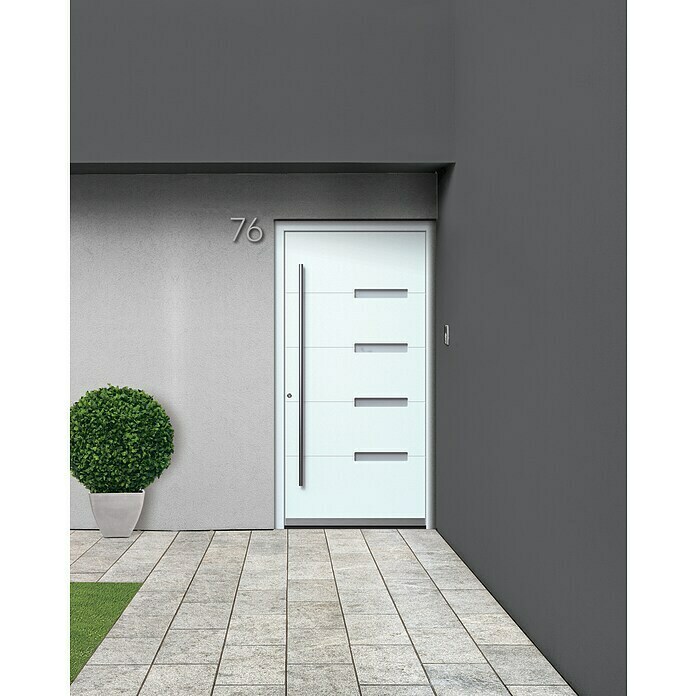 Portofino Aluminiumhaustür 904PF (110 x 210 cm, DIN Anschlag: Links, Weiß Glanz)