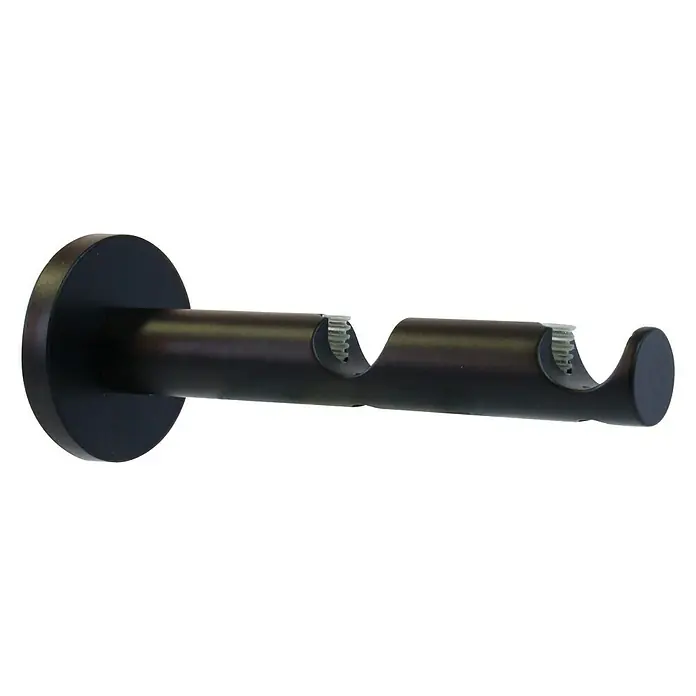 Expo Ambiente Doppelträger Function - Schwarz, Geeignet für: Gardinenstangen Ø 20 mm, Länge: 13,1 cm - Doppelter Vorhangstangenhalter in dunkler Bronze zur Wandmontage, ideal für Gardinen und Dekorationen im Wohnbereich.