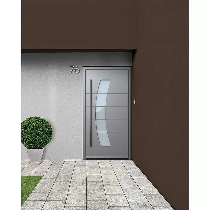 Portofino Haustür 707PF - 110 x 210 cm, DIN Anschlag: Links, Eisenglimmer/Verkehrsweiß matt - Stimmungsaufnahme