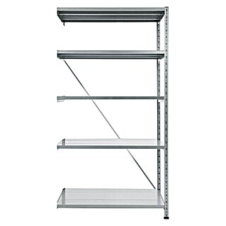 Scholz Metallregal Anbauelement (Höhe: 192 cm, B x T: 81 x 70 cm, Traglast pro Boden: 330 kg, Anzahl Böden: 5 Stk., Stecken, Silber)