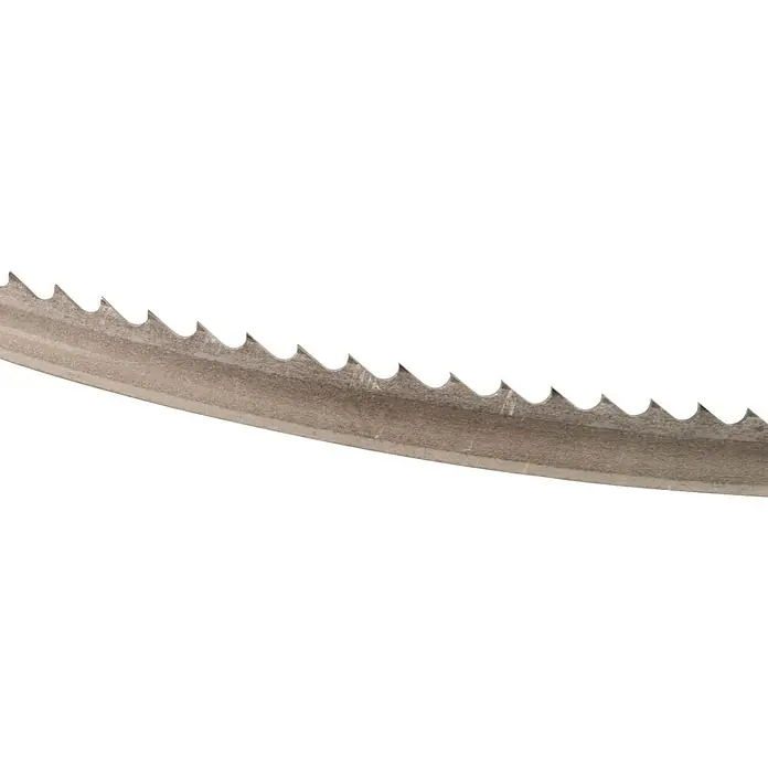 Güde Bandsägeblatt - L x B: 1.140 x 13 mm, Anzahl Zähne: 6 Stk. - Nahaufnahme eines Bandes einer Metallsäge mit scharfen Zähnen, die sich ideal zum Schneiden verschiedener Materialien eignet.