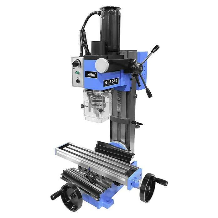 Güde Bohr- & Fräsmaschine GBF 550 - 350 W, 0 U/min - 2.500 U/min, Größe Arbeitstisch: 400 x 92 mm - GÜDE GBF 550 Metallbearbeitungsmaschine, ideal für präzise Metallarbeiten. Robuste Bauweise für professionelle Anwendungen in Werkstätten.