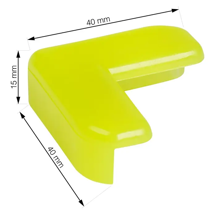Eckenschutz - Transparent, B x L: 40 x 40 mm, 4 Stk. - Gelber Eckenschutz mit den Maßen 40 mm x 40 mm x 15 mm, ideal zur Absicherung von Möbelkanten für Kinder.