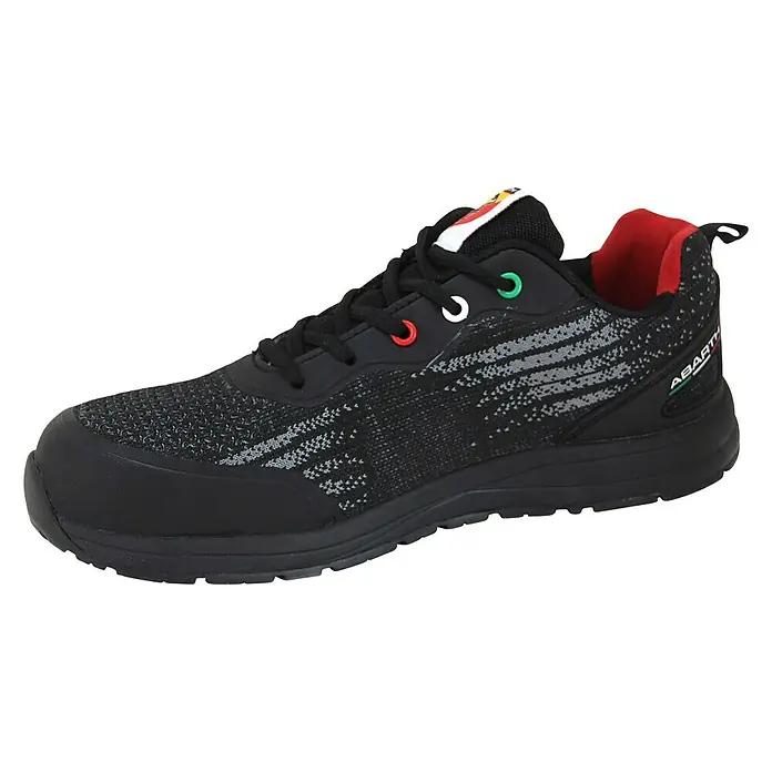 Abarth Zapato bajo de seguridad Esseesse - 46, Clase de protección según EN ISO 20345: S1P, Negro - Zapato de seguridad negro Abarth con detalles de color y logo de Abarth para una protección óptima y diseño deportivo.