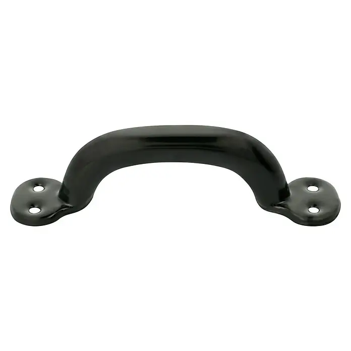 Häfele Tirador para muebles - Tipo de tirador del mueble: Estribo, Distancia entre orificios: 99 mm, Acero, Brillante, Negro - Asa de transporte negra brillante con orificios de montaje para un fácil transporte de objetos. Duradera y robusta para aplicaciones versátiles.