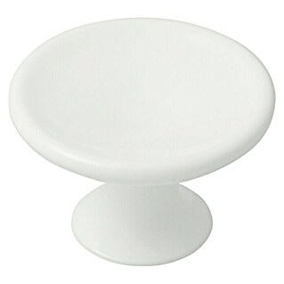 Pomo para muebles (Tipo de tirador del mueble: Botón, Ø x Al: 40 x 25 mm, Plástico, Otros, Blanco)