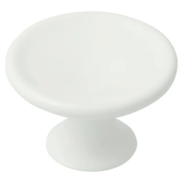 Häfele Pomo para muebles - Tipo de tirador del mueble: Botón, Ø x Al: 40 x 25 mm, Plástico, Blanco - Primer plano de un elegante tirador de mueble blanco con una superficie lisa y una forma redondeada, ideal para diseños modernos.