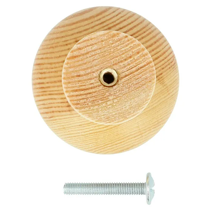 Häfele Pomo para muebles - Tipo de tirador del mueble: Botón, Ø x Al: 44 x 35 mm, Madera, Lacado, Natural - Pomo de madera con tornillo. El mango es de madera marrón claro y viene con un tornillo plateado para una fácil instalación.