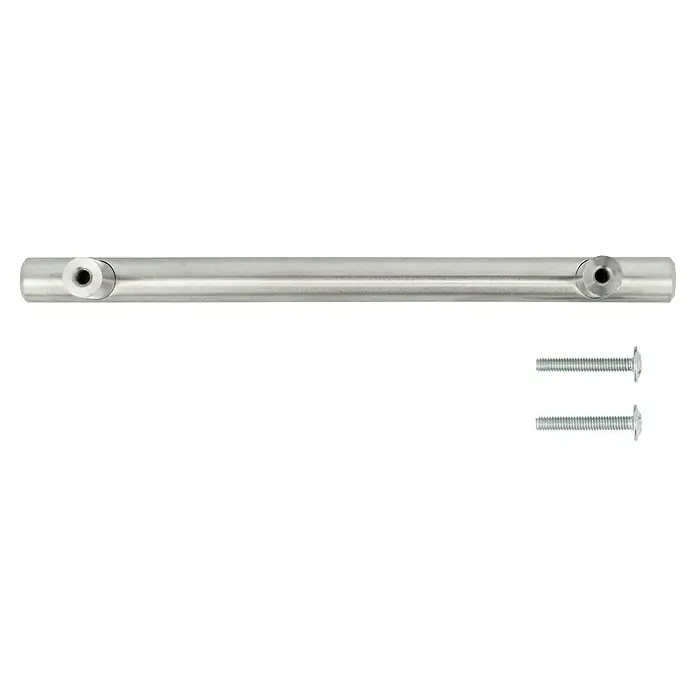 Häfele Tirador para muebles - Tipo de tirador del mueble: Estribo, Distancia entre orificios: 128 mm, Acero inoxidable - Un soporte de montaje plateado con tornillos, perfecto para varios propósitos de instalación. El conjunto incluye un soporte robusto y tornillos.