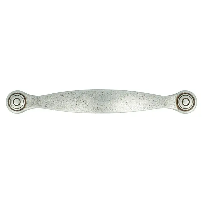 Möbelgriff - L x B x H: 164 x 20 x 26 mm, Verchromt - Silberfarbener Schubladengriff mit kreisförmigem Design an den Enden, ideal für Möbelverschönerung.