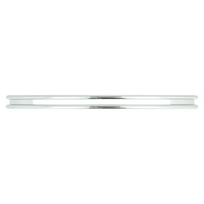 Häfele Tirador para muebles - Tipo de tirador del mueble: Estribo, L x An x Al: 169 x 12 x 27 mm, Otros, Cromado, Distancia entre orificios: 128 mm - Parrilla de coche plateada o cromada con superficies brillantes y una sección central negra, que añade un toque de elegancia.