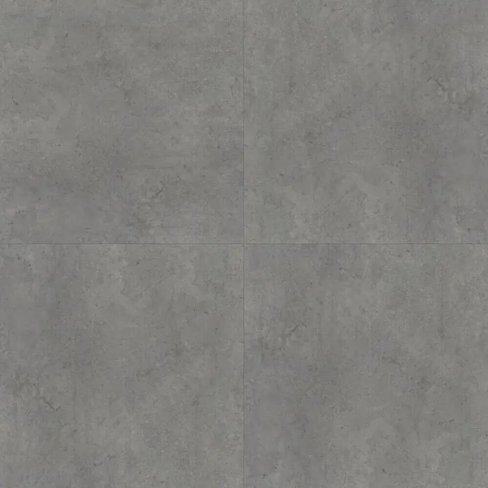 Vinylbodenmuster Isocore Inside Abruzzo - 280 x 120 x 8 mm, Fliesenoptik - Graue Keramikfliesen mit Betonoptik, die ein modernes und schlichtes Design für Boden- und Wandbeläge bieten. Ideal für minimalistische Innenräume.
