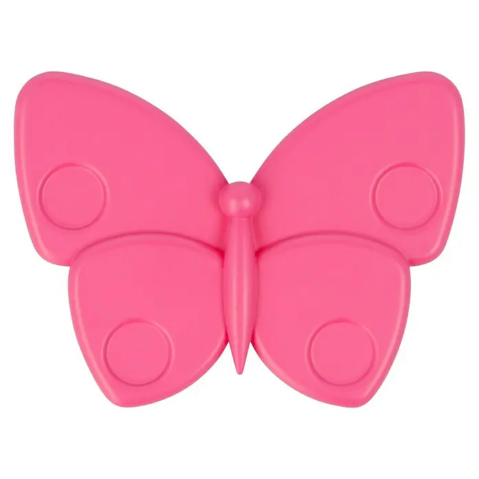 Häfele Pomo infantil para mueble - Botón, Ø x Al: 70 x 53 mm, Lila, Mariposa - Linda mariposa rosa con detalles punteados para proyectos creativos y decoraciones.