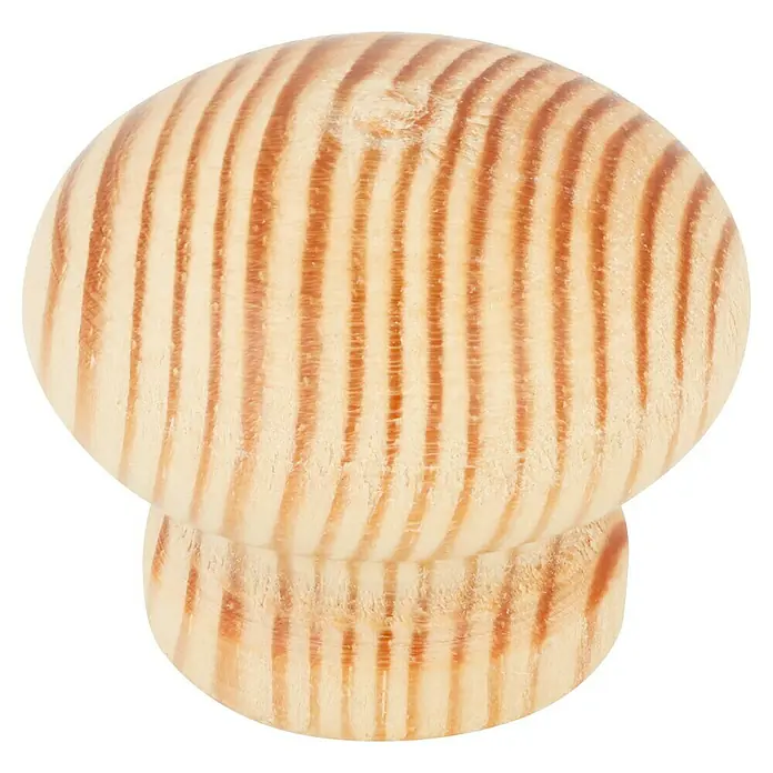 Möbelknopf - Typ Möbelgriff: Knopf, Ø x H: 35 x 29 mm, Holz, Sonstige - Ein hölzerner Möbelknopf mit einer sichtbaren Maserung, ideal für Schubladen oder Schränke.