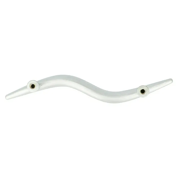 Häfele Tirador para muebles - L x An x Al: 153 x 24 x 27 mm, Cromado, Distancia entre orificios: 96 mm - Pomo de puerta curvado blanco de plástico con orificios de montaje para una fácil instalación en puertas y cajones.