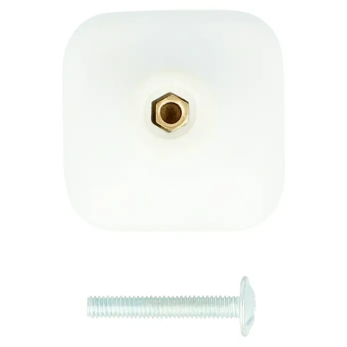 Möbelknopf - Porzellan - Weißer Duschsitz mit Befestigungsmaterial, ideal für sicheren Halt und Komfort im Badezimmer.
