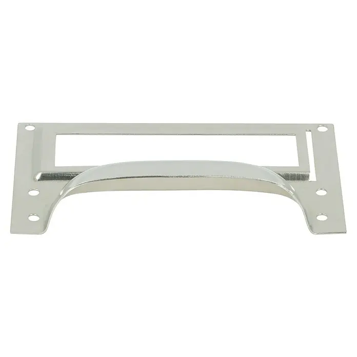 Häfele Tirador para muebles - Tipo de tirador del mueble: Concha, Acero, Niquelado, An x L: 84 x 49 mm - Tirador de cajón plateado con placa rectangular y orificios de montaje para una fácil fijación a muebles.