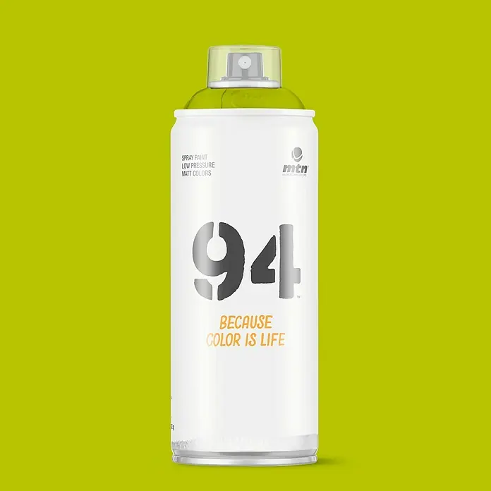mtn Pintura decorativa en spray 94 - Verde guacamole, Mate, 400 ml - Un bote de spray MTN 94 en un tono vibrante, perfecto para proyectos de arte y marcado de superficies.