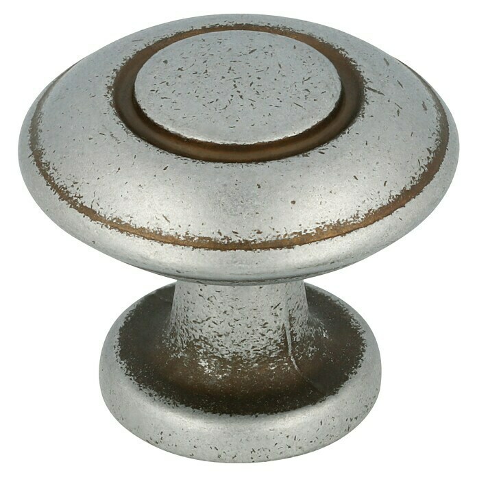 Pomo para muebles (Ø x Al: 31 x 26 mm, Zinc fundido, Hierro, Galvanizado antiguo)