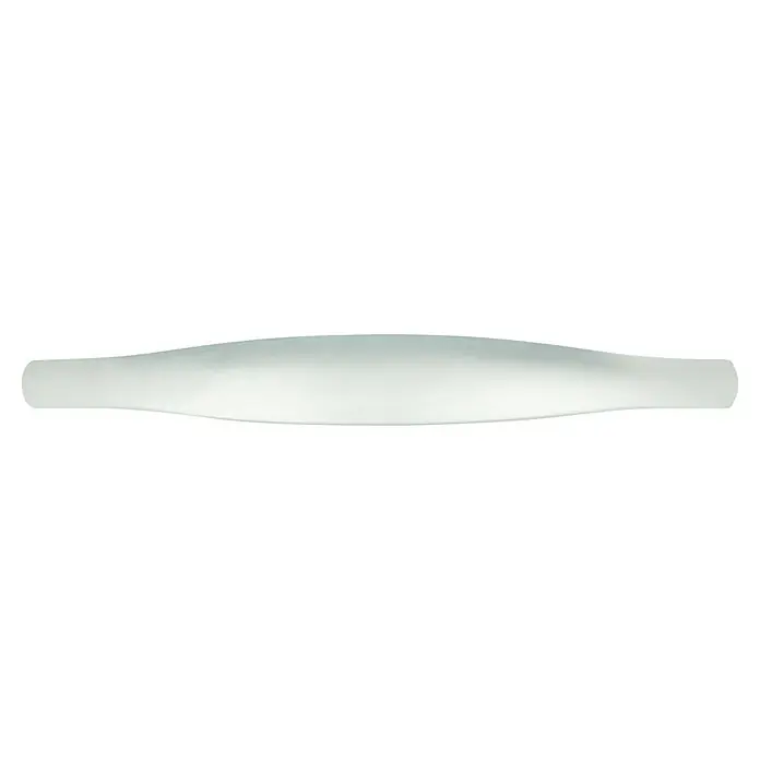 Möbelgriff - Typ Möbelgriff: Bügel, L x B x H: 154 x 19 x 30 mm, Sonstige, Verchromt - Ein langes, schmales weißes Objekt, das in der Mitte leicht tailliert ist. Ideal als Dekoration oder zur Hervorhebung von Möbeln geeignet.