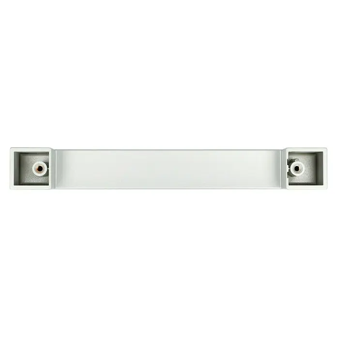 Häfele MöbelgriffTyp Möbelgriff: Bügel, L x B x H: 196 x 27 x 26 mm, Kunststoff, Sonstige - Ein lineares, weißes Produkt mit zwei runden Öffnungen an den Enden, möglicherweise eine LED-Leuchte oder ein Montagesystem.