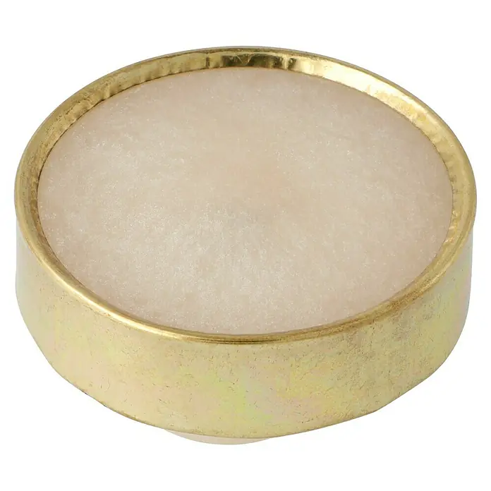 Möbelknopf-Set - 4 Stk., Typ Möbelgriff: Knopf, Ø x H: 40 x 20 mm, Sonstige, Sonstige - Nahaufnahme einer Dose mit einem glatten, cremefarbenen Inhalt und einem goldenen Rand.