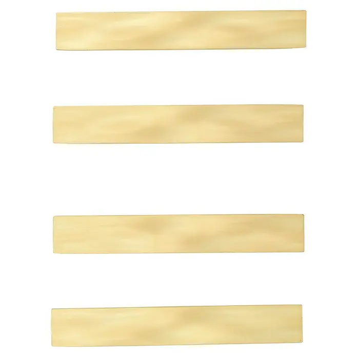 Möbelgriff-Set - 4 Stk., Typ Möbelgriff: Stange, L x B x H: 129 x 20 x 23 mm, Sonstige, Vergoldet, Gold, Messing - Abbildung von vier goldenen horizontalen Balken auf einem schwarzen Hintergrund, die ein schlichtes und modernes Design bilden.