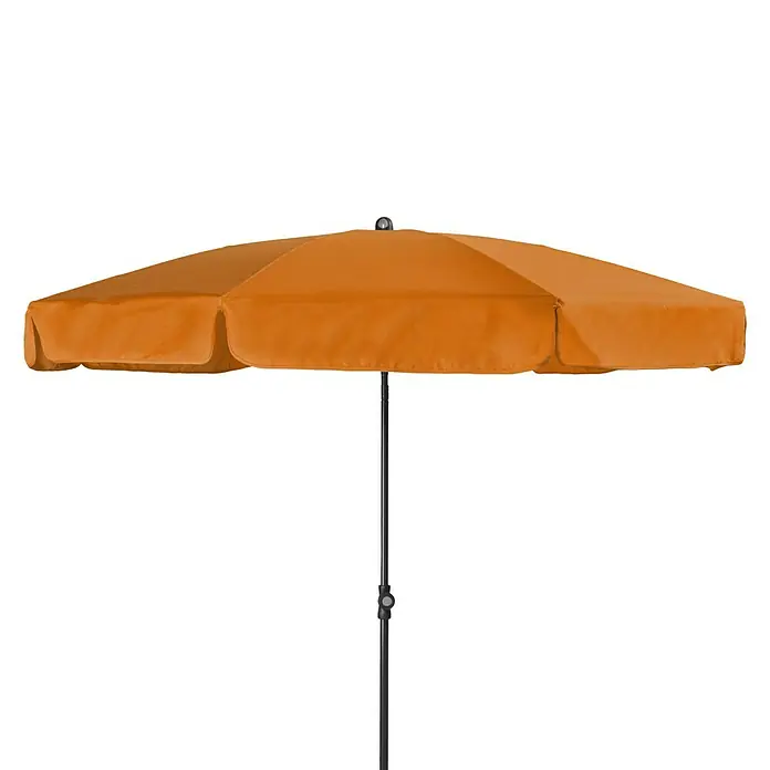 Doppler Sunline Marktschirm rund NeoUmbra, Durchmesser Bespannung: 200 cm - Orangefarbener Sonnenschirm für den Außenbereich mit stabilem Mast und einfacher Bedienung für entspannte Stunden im Freien.