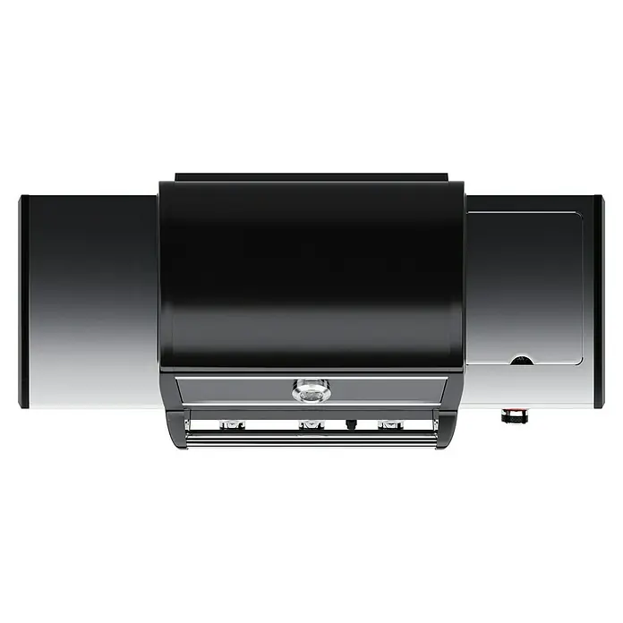 Grillstar Gasgrill Powerburner 350-1 - Grillfläche (B x T): 57 x 41 cm, 8,79 kW, Anzahl Brenner: 3 - Draufsicht eines modernen, schwarzen Kaffeevollautomaten mit Chromakzenten. Ideal für stilvollen Kaffeegenuss im Büro oder zu Hause.
