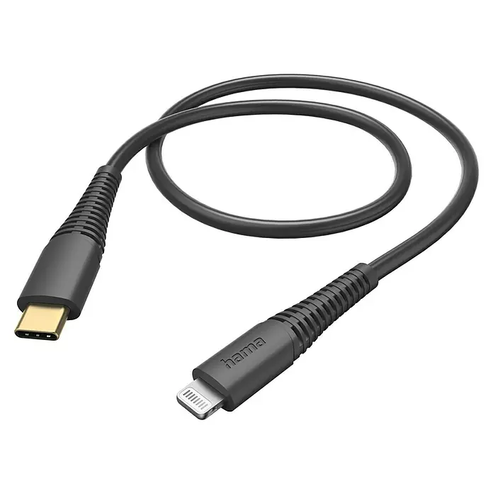 Hama USB-Kabel - 1,5 m, Lightning, Schwarz - Ein schwarzes Hama USB-Kabel mit USB-C- und Lightning-Anschlüssen für den universellen Einsatz. Ideal für Apple Geräte und mehr.